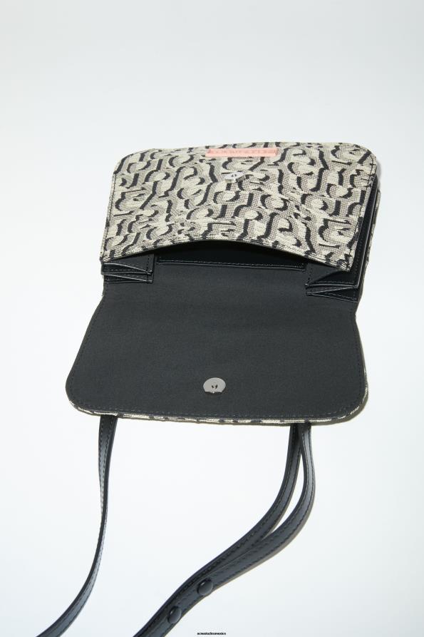 Acne Studios accesorios beige/negro 0T4HT793 bolso crossbody con plataforma