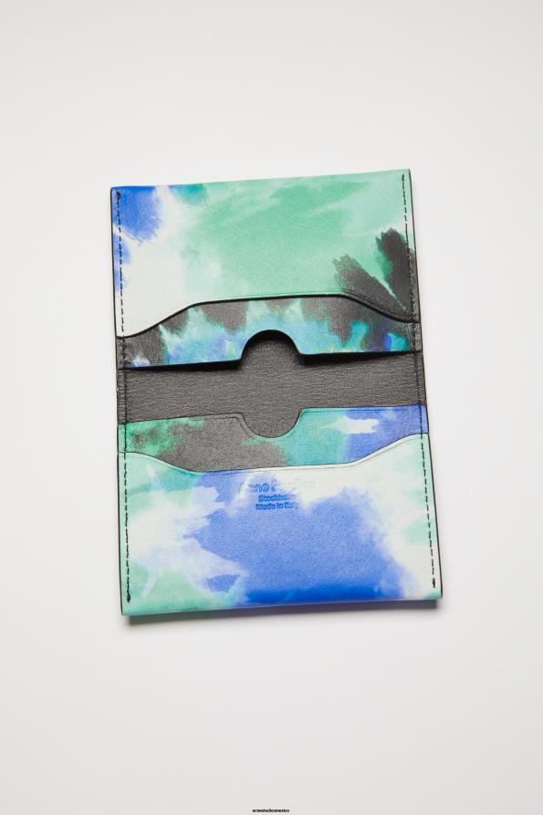 Acne Studios accesorios azul verde 0T4HT536 tarjetero plegado
