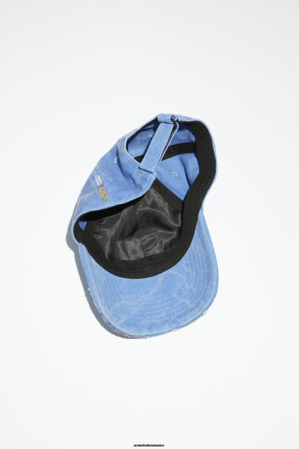 Acne Studios accesorios azul pálido 0T4HT705 gorra de cuero con parche en la cara