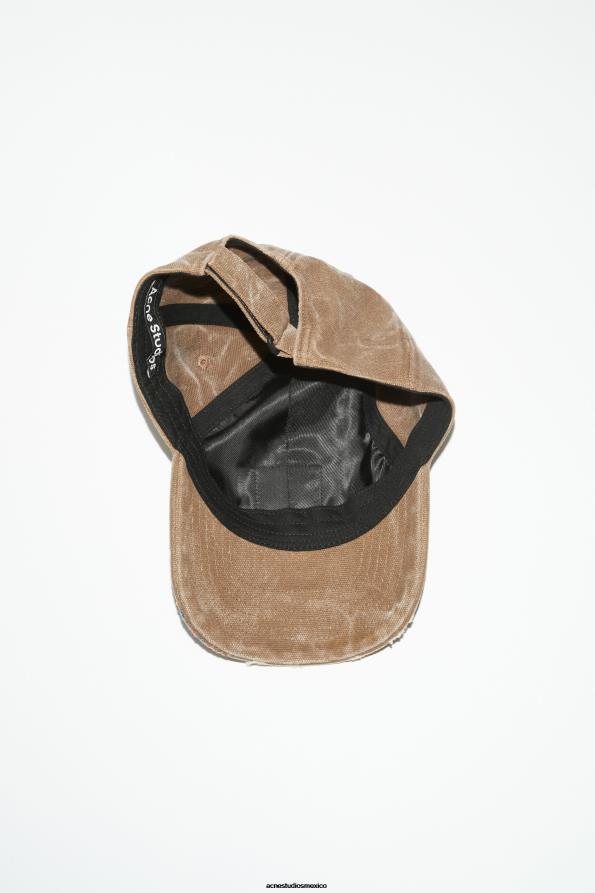Acne Studios accesorios marrón caramelo 0T4HT626 gorra de cuero con parche en la cara