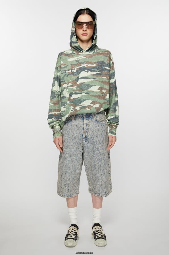 Acne Studios vestir azul/beige 0T4HT1066 pantalones cortos de mezclilla - corte holgado