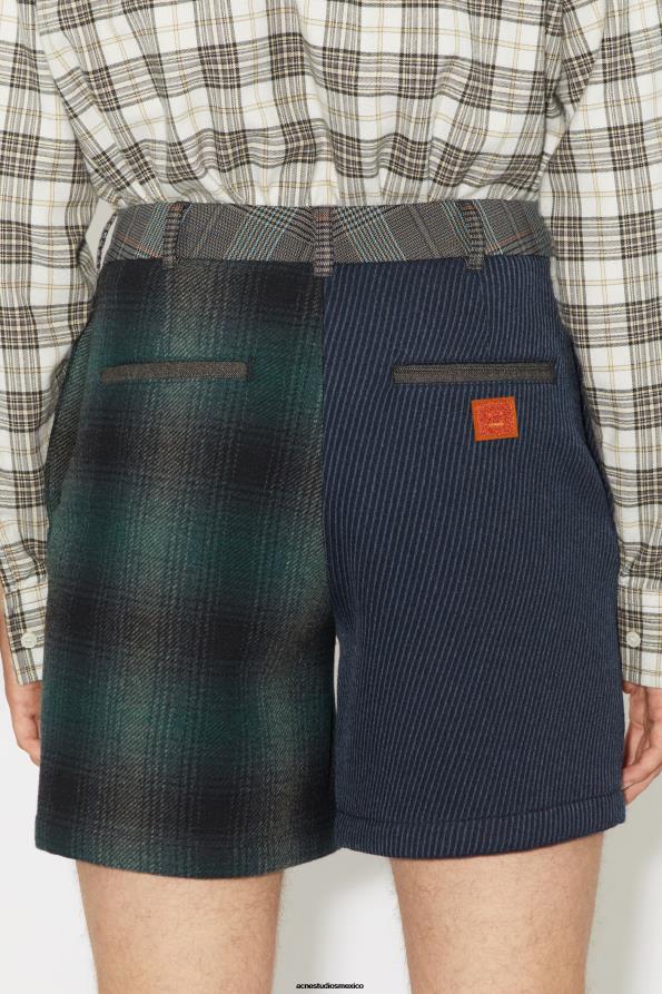 Acne Studios vestir azul verde 0T4HT1077 pantalones cortos de patchwork unisex