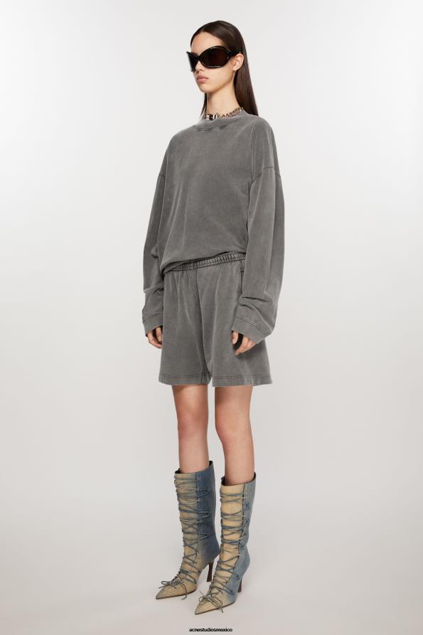 Acne Studios vestir negro descolorido 0T4HT333 pantalones cortos de algodón