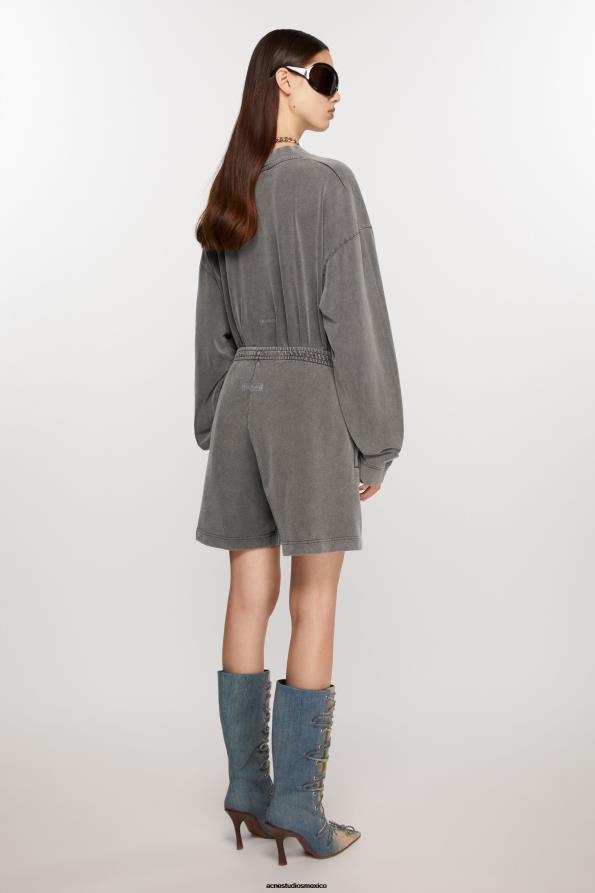 Acne Studios vestir negro descolorido 0T4HT333 pantalones cortos de algodón