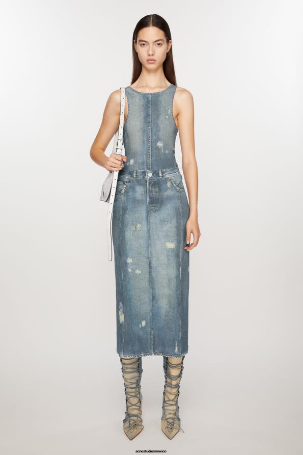 Acne Studios vestir azul denim 0T4HT248 falda estampada