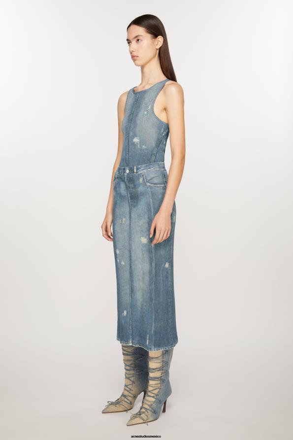 Acne Studios vestir azul denim 0T4HT248 falda estampada