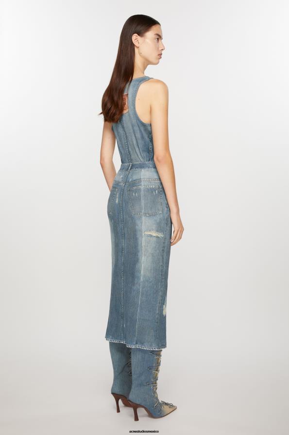 Acne Studios vestir azul denim 0T4HT248 falda estampada
