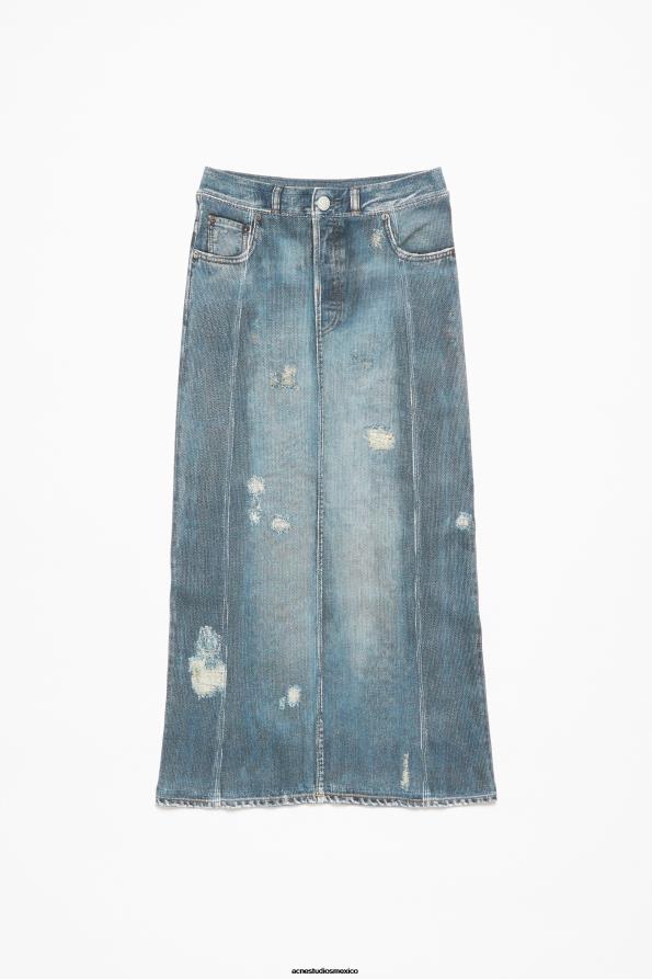 Acne Studios vestir azul denim 0T4HT248 falda estampada