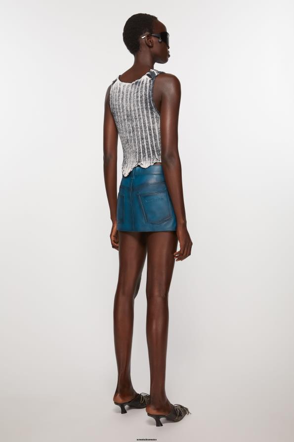 Acne Studios vestir azul negro 0T4HT266 Falda de cuero