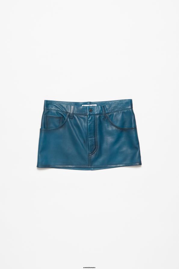 Acne Studios vestir azul negro 0T4HT266 Falda de cuero