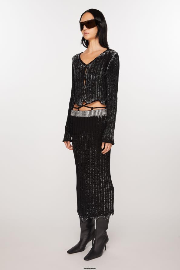 Acne Studios vestir blanco negro 0T4HT249 falda de canalé
