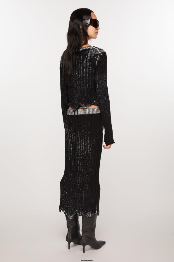 Acne Studios vestir blanco negro 0T4HT249 falda de canalé