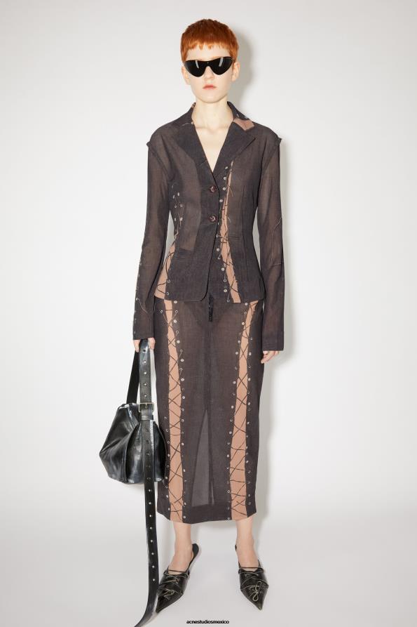 Acne Studios vestir marrón oscuro/beige 0T4HT343 desfile de falda trompe l'oeil
