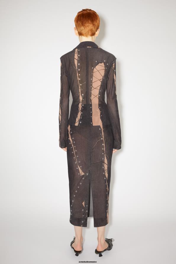 Acne Studios vestir marrón oscuro/beige 0T4HT343 desfile de falda trompe l'oeil