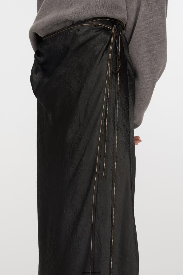 Acne Studios vestir negro 0T4HT254 falda cruzada de satén