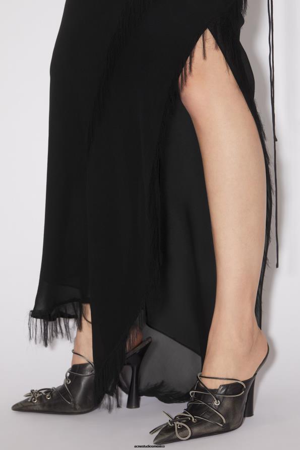 Acne Studios vestir negro 0T4HT346 desfile de falda cruzada