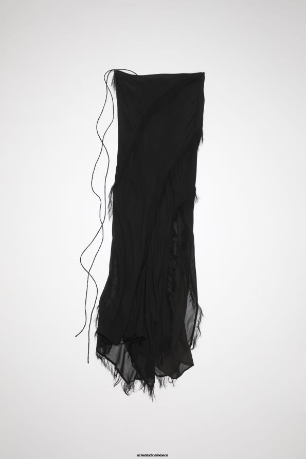 Acne Studios vestir negro 0T4HT346 desfile de falda cruzada