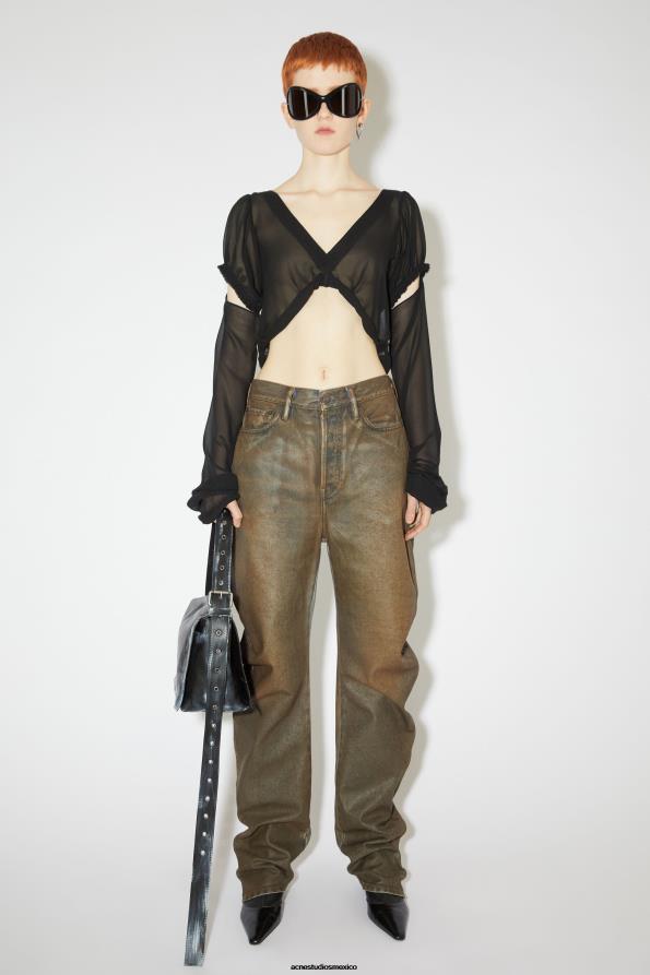 Acne Studios vestir azul/beige 0T4HT326 jeans revestidos de ajuste relajado