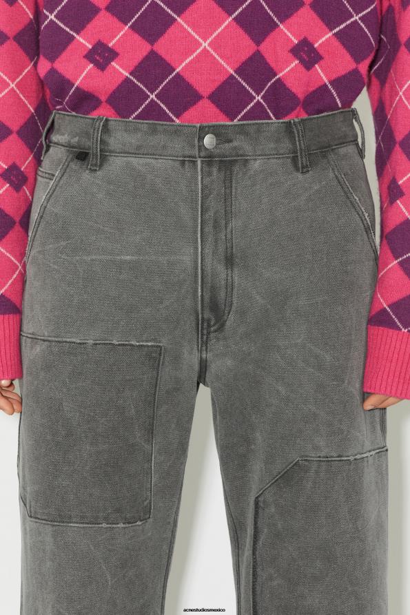 Acne Studios vestir gris carbón 0T4HT1059 pantalones de lona con parches unisex