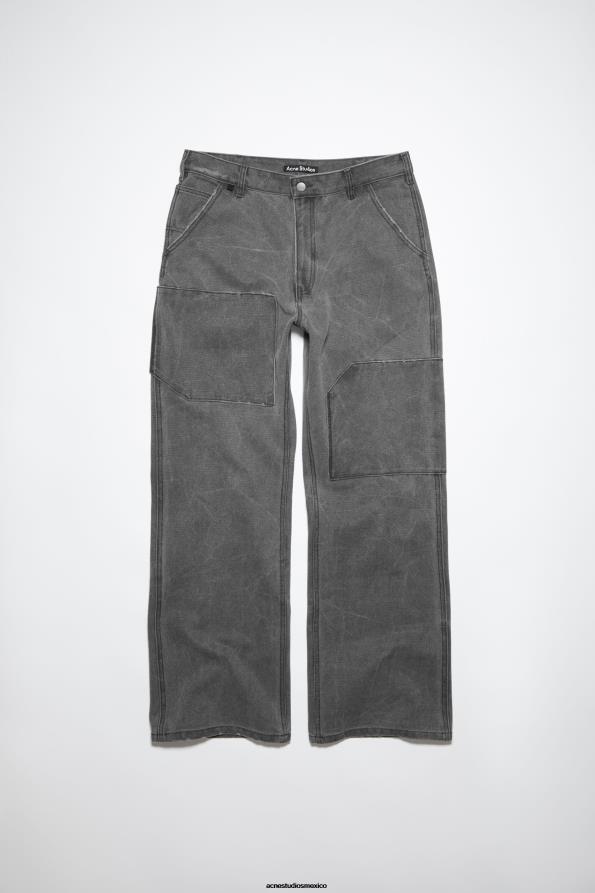 Acne Studios vestir gris carbón 0T4HT1059 pantalones de lona con parches unisex
