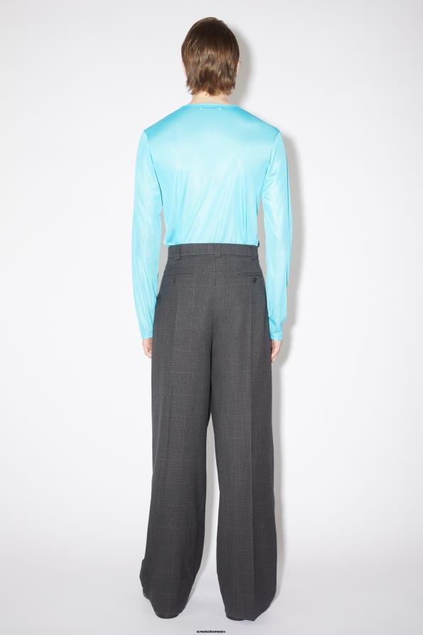 Acne Studios vestir gris negro 0T4HT1065 pantalones cruzados en mezcla de lana