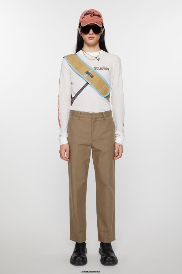Acne Studios vestir marrón avellana 0T4HT1036 pantalones de sarga en mezcla de algodón