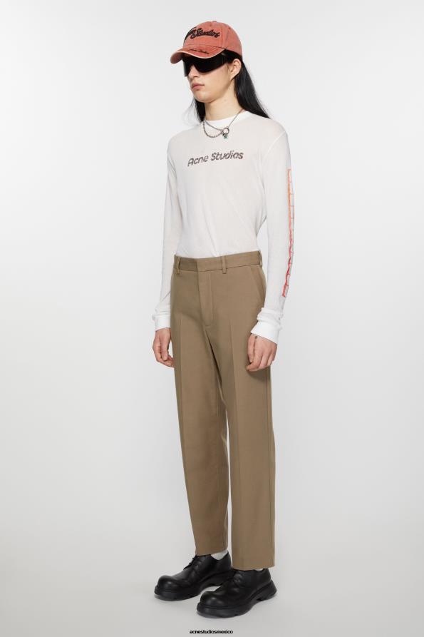 Acne Studios vestir marrón avellana 0T4HT1036 pantalones de sarga en mezcla de algodón