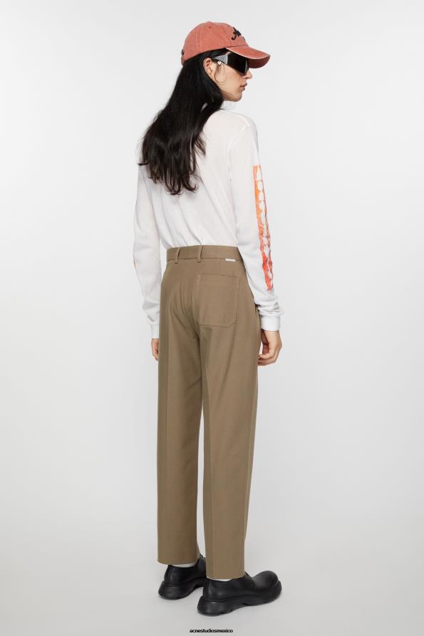 Acne Studios vestir marrón avellana 0T4HT1036 pantalones de sarga en mezcla de algodón