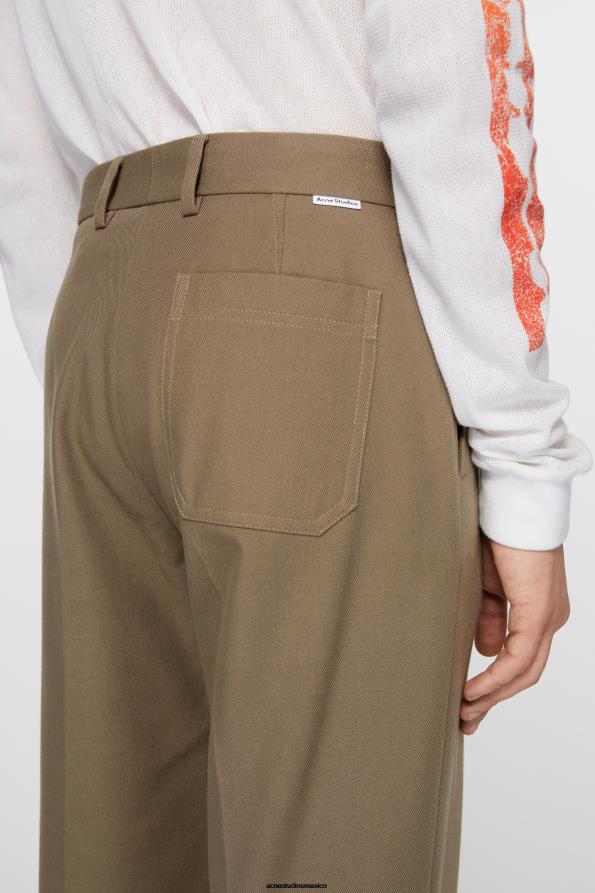 Acne Studios vestir marrón avellana 0T4HT1036 pantalones de sarga en mezcla de algodón