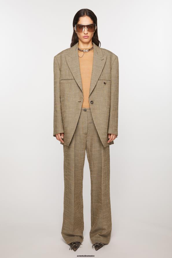 Acne Studios vestir marrón múltiple 0T4HT288 pantalones de vestir en mezcla de lino