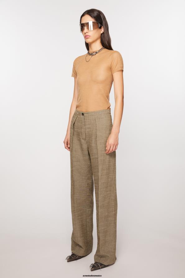 Acne Studios vestir marrón múltiple 0T4HT288 pantalones de vestir en mezcla de lino