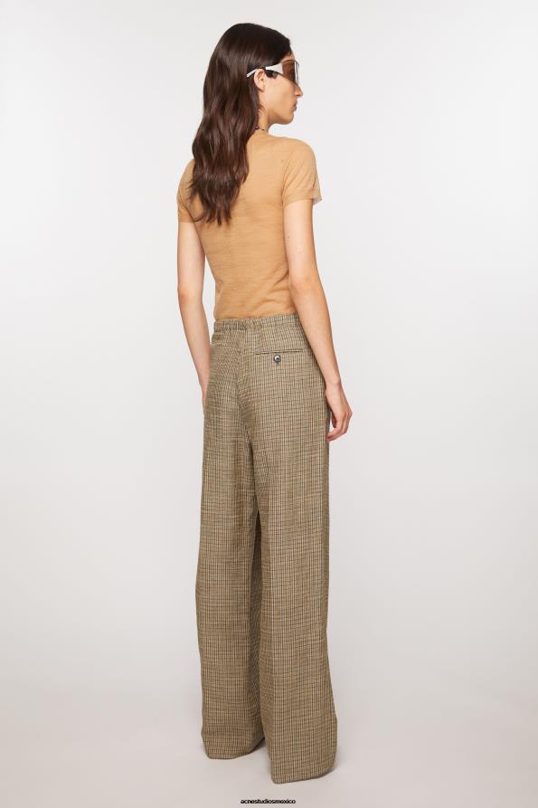 Acne Studios vestir marrón múltiple 0T4HT288 pantalones de vestir en mezcla de lino
