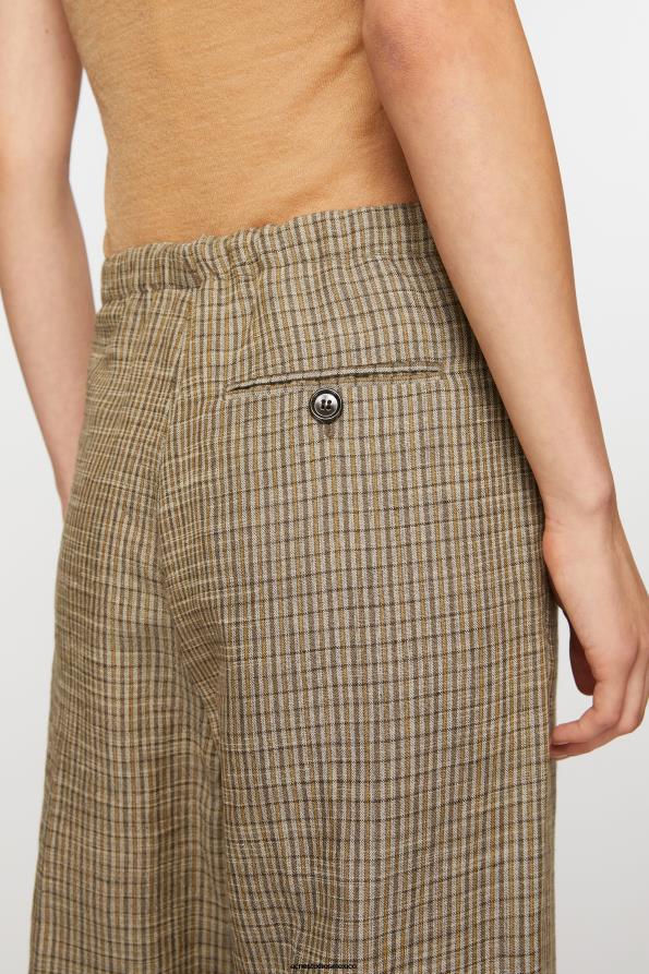 Acne Studios vestir marrón múltiple 0T4HT288 pantalones de vestir en mezcla de lino