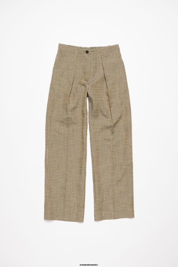 Acne Studios vestir marrón múltiple 0T4HT288 pantalones de vestir en mezcla de lino