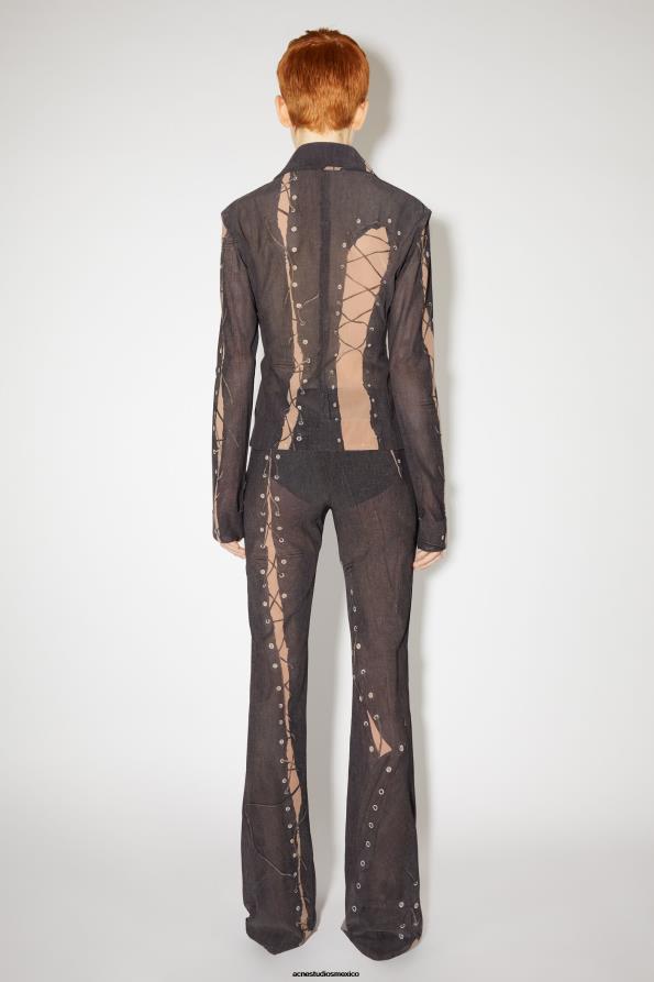 Acne Studios vestir marrón oscuro/beige 0T4HT320 pantalones trampantojo