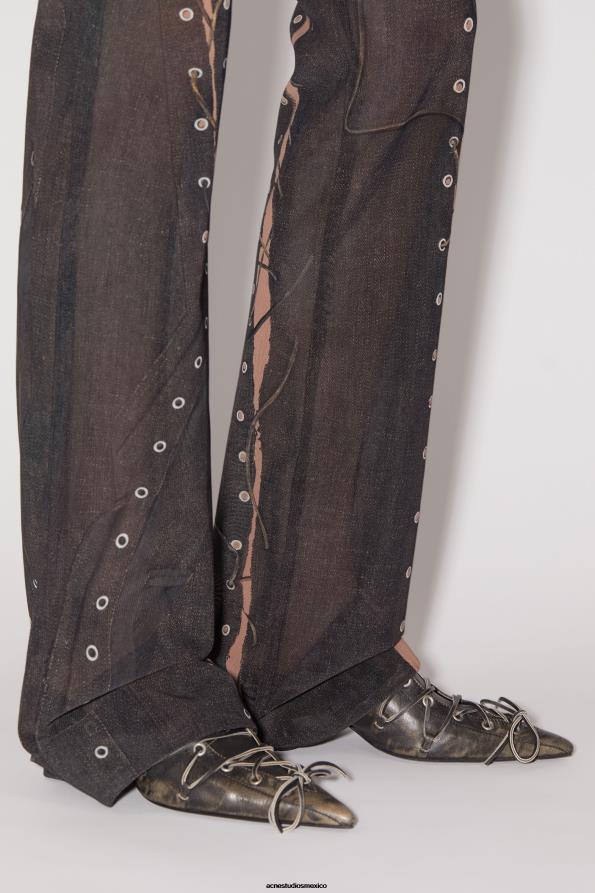 Acne Studios vestir marrón oscuro/beige 0T4HT320 pantalones trampantojo