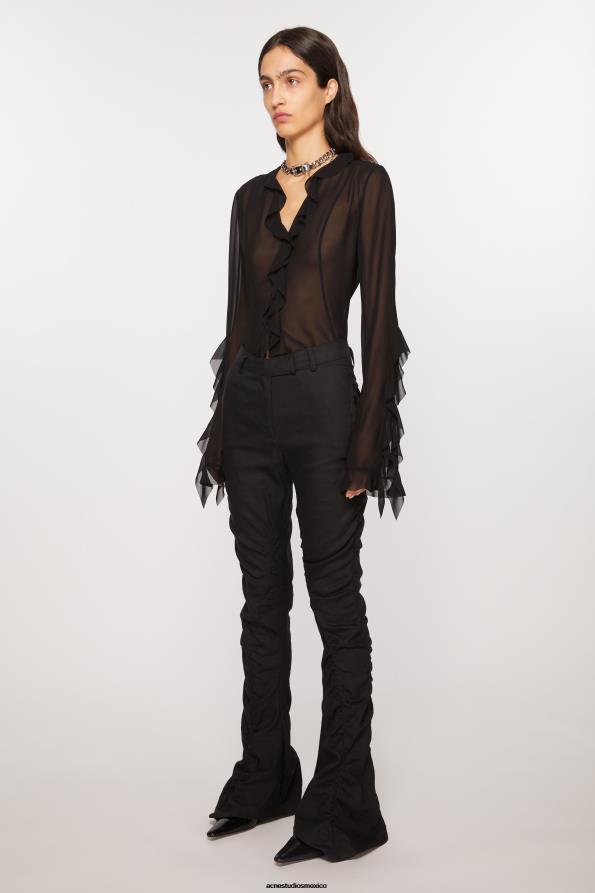 Acne Studios vestir negro 0T4HT293 pantalones fluidos de lino