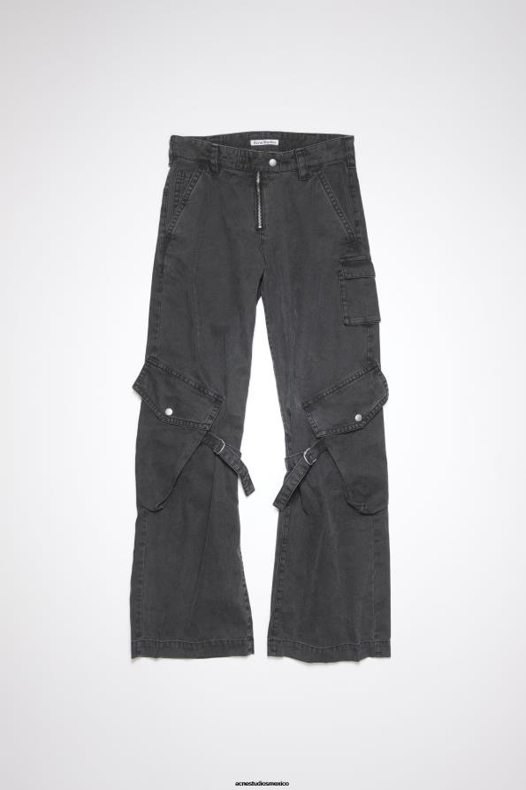 Acne Studios vestir negro lavado 0T4HT323 pantalones cargo