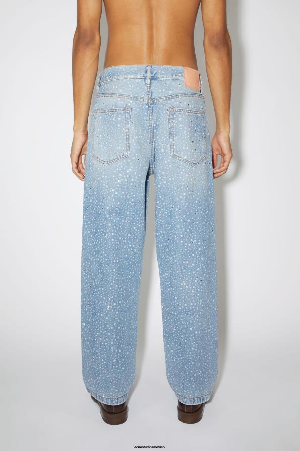 Acne Studios vestir azul claro 0T4HT1168 Vaqueros holgados - 1991 Toj Rhinestones