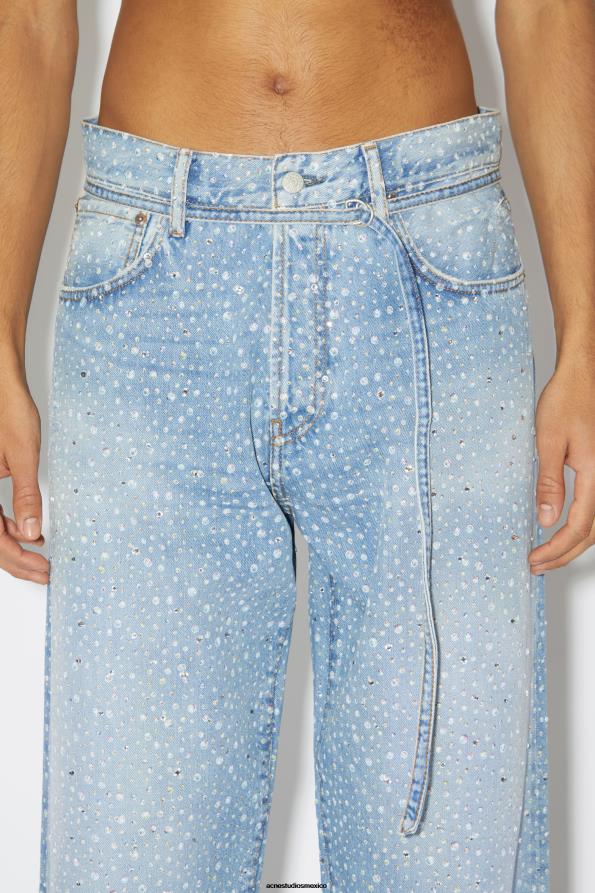 Acne Studios vestir azul claro 0T4HT1168 Vaqueros holgados - 1991 Toj Rhinestones