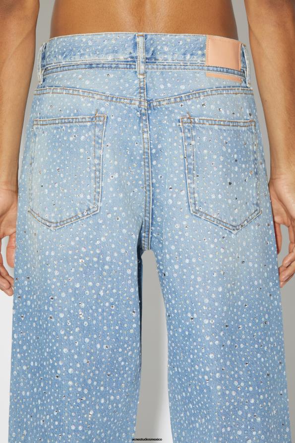 Acne Studios vestir azul claro 0T4HT1168 Vaqueros holgados - 1991 Toj Rhinestones