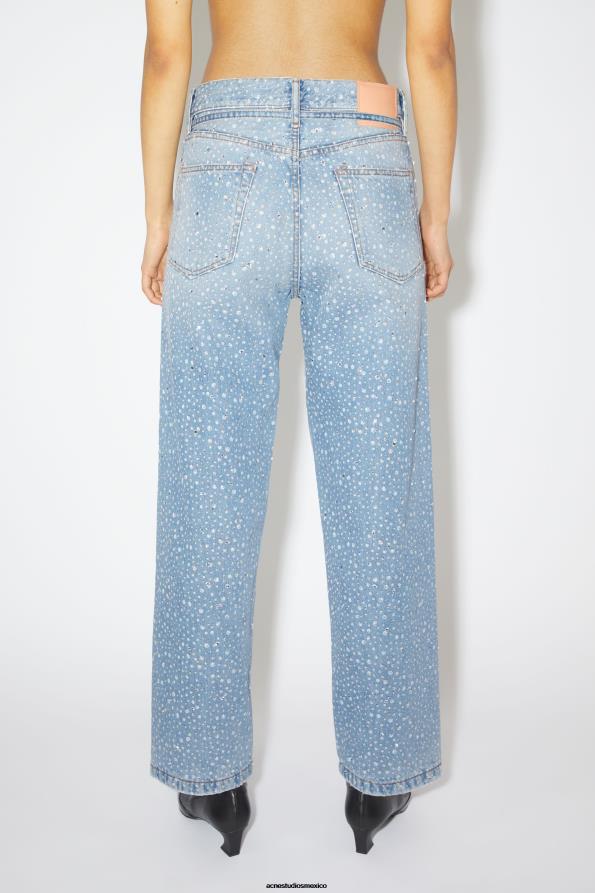 Acne Studios vestir azul claro 0T4HT402 Vaqueros holgados - 1991 Toj Rhinestones