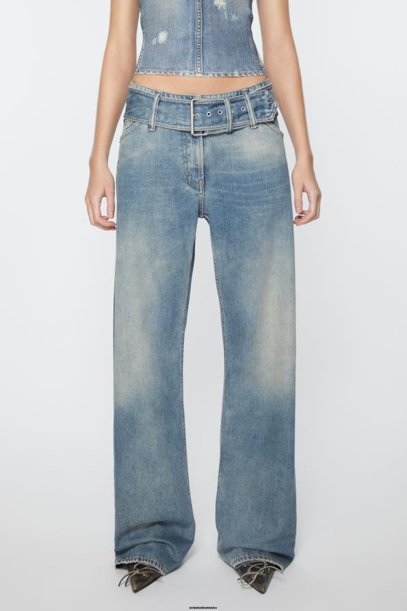 Acne Studios vestir azul medio 0T4HT290 Vaqueros con cinturón - Corte holgado