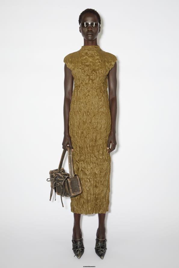 Acne Studios vestir algas verdes 0T4HT274 desfile de vestidos arrugados