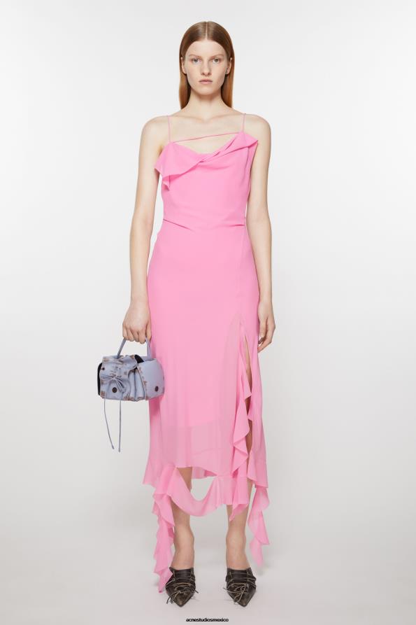 Acne Studios vestir burbuja rosa 0T4HT261 vestido con tirantes y volantes