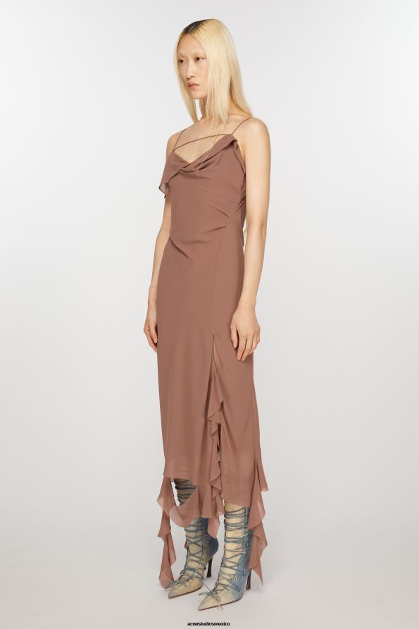 Acne Studios vestir marrón caramelo 0T4HT260 vestido con tirantes y volantes