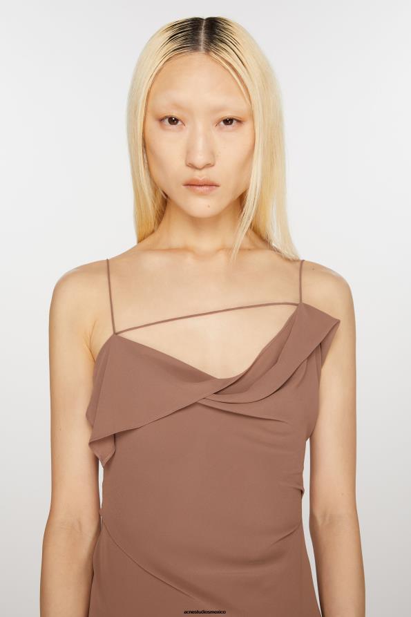 Acne Studios vestir marrón caramelo 0T4HT260 vestido con tirantes y volantes