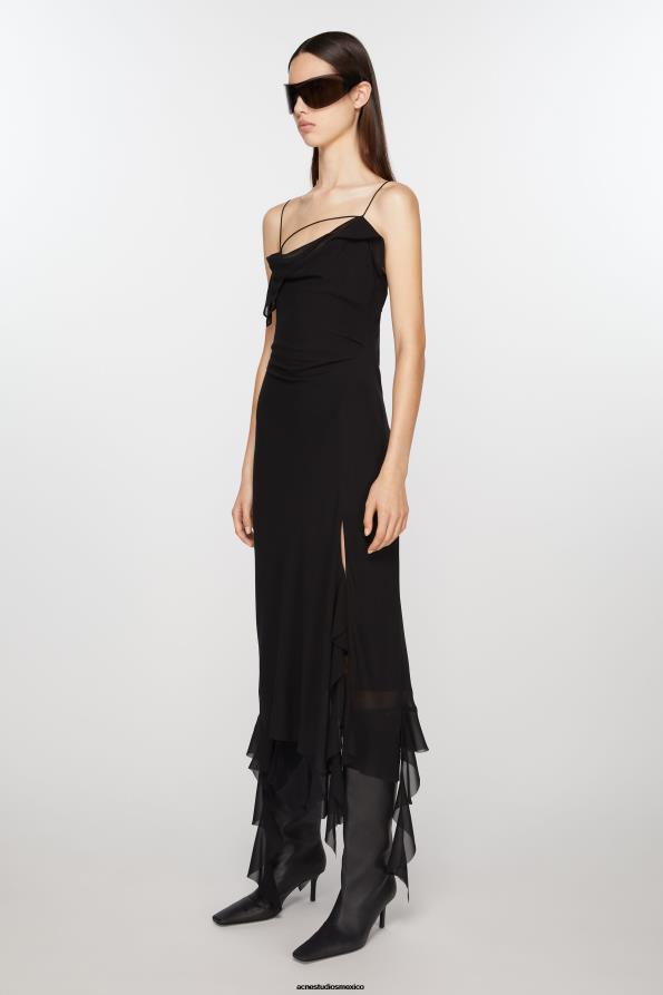 Acne Studios vestir negro 0T4HT258 vestido con tirantes y volantes