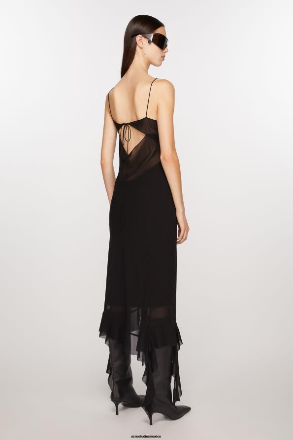 Acne Studios vestir negro 0T4HT258 vestido con tirantes y volantes