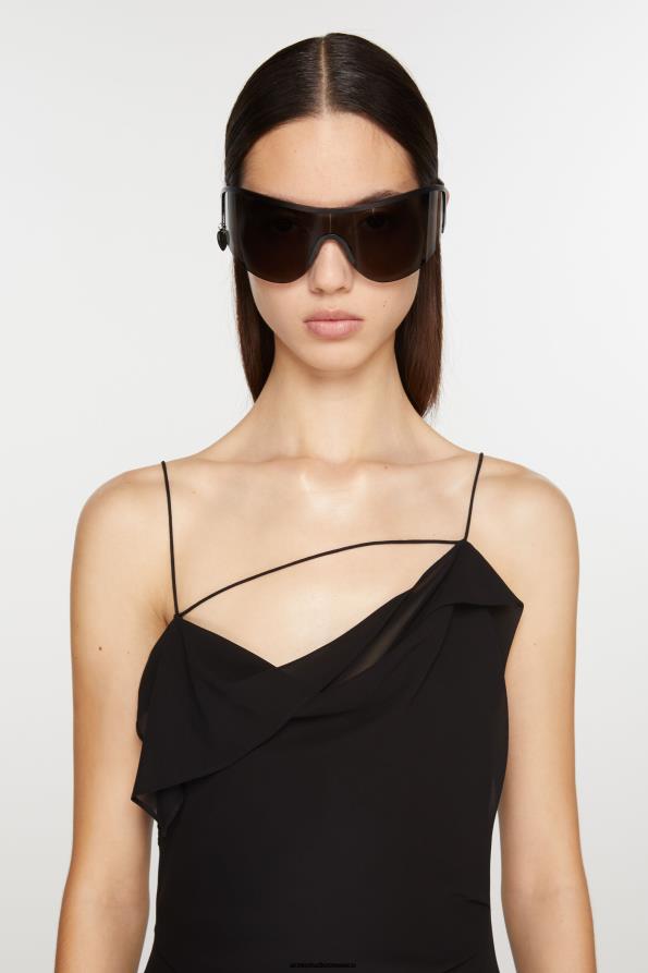 Acne Studios vestir negro 0T4HT258 vestido con tirantes y volantes